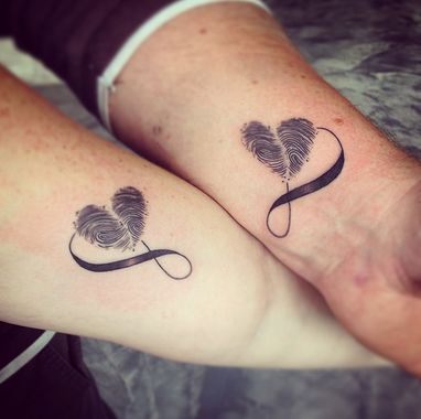 Heart Patterned Fingerprint Wedding Ring  Fingerprint tattoos Fingerprint  heart tattoos Cute couple tattoos