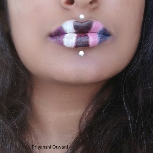 Multicolored stripes Lip art