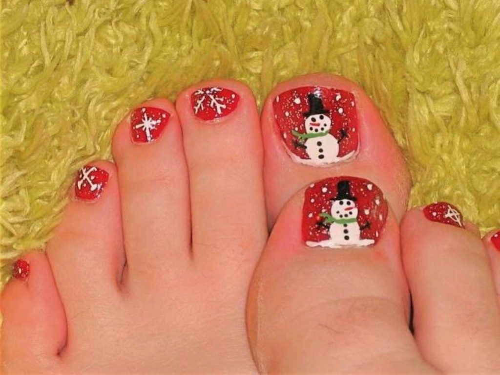 snowman toe nails